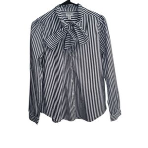 J. Crew Navy and White Striped Button Down Shirt